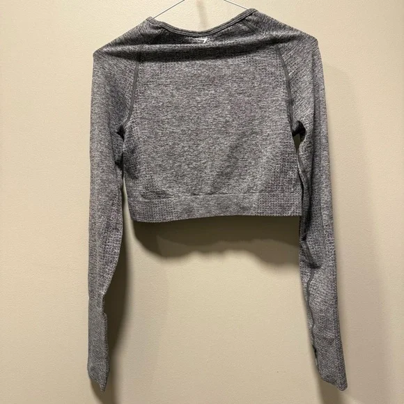 Gymshark Vital Seamless 1.0 Long Sleeve Crop Top - Smokey Grey Marl - Large - Picture 3 of 7